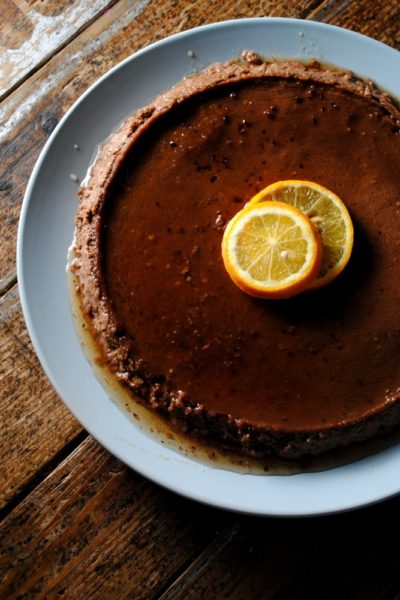 Flan de Chocolate y Naranja